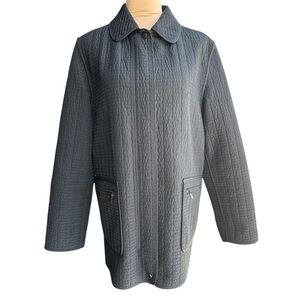 Hilary Radley Black Quilted Zip-Front Lightweight Coat Women's Size Medium